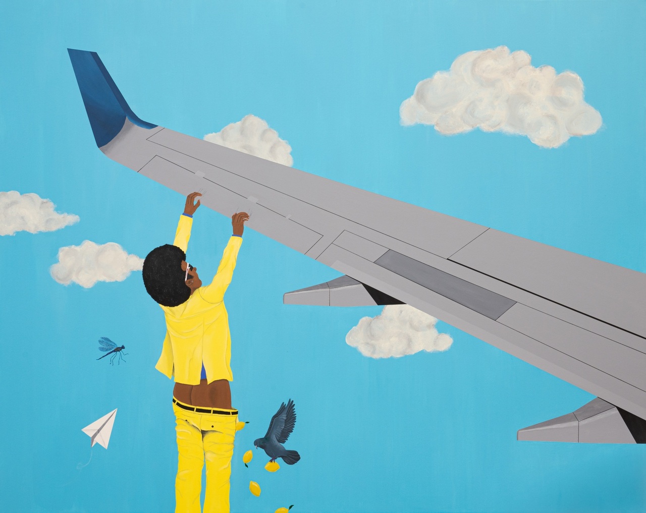 "Take Me With You", 2024 acrylic on canvas painting by Trenity Thomas from Ferrara Showman Gallery. 60h x 48w inches