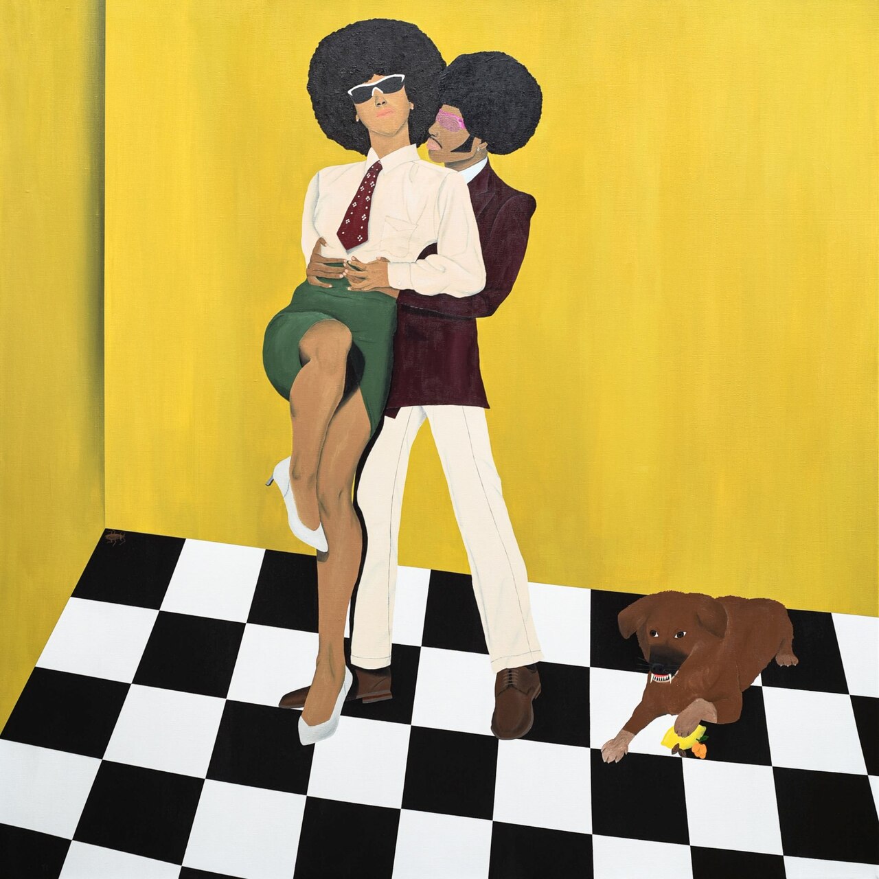 "To be Held", 2023 acrylic on canvas painting by Trenity Thomas from Ferrara Showman Gallery. 48h x 48w inches